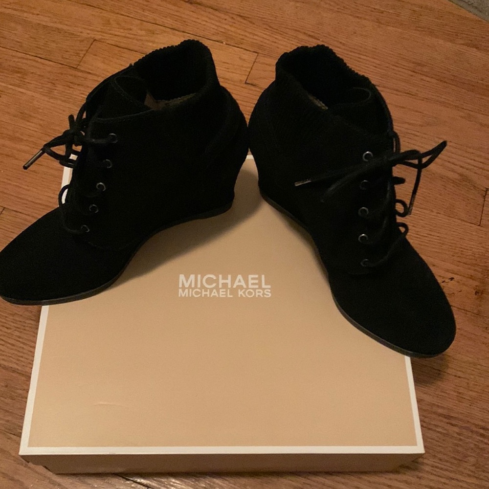 Michael Michael Kors Suede Wedge Booties